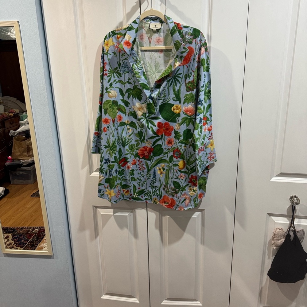 Tuckernuck Willow Popover Blouse Plus Size 3X XXXL Blooming Buds Floral Shirt - Picture 2 of 11